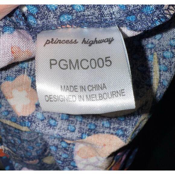 ModCloth x Princess Highway Floral Strawberry Dress Navy/Red Linen Blend -Sz 14 - Picture 7 of 10